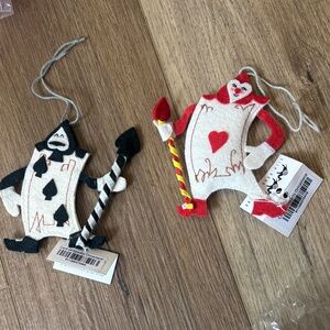 Felt Ace of Spades & Queen of Hearts Alice in Wonderland Playing Card Ornaments